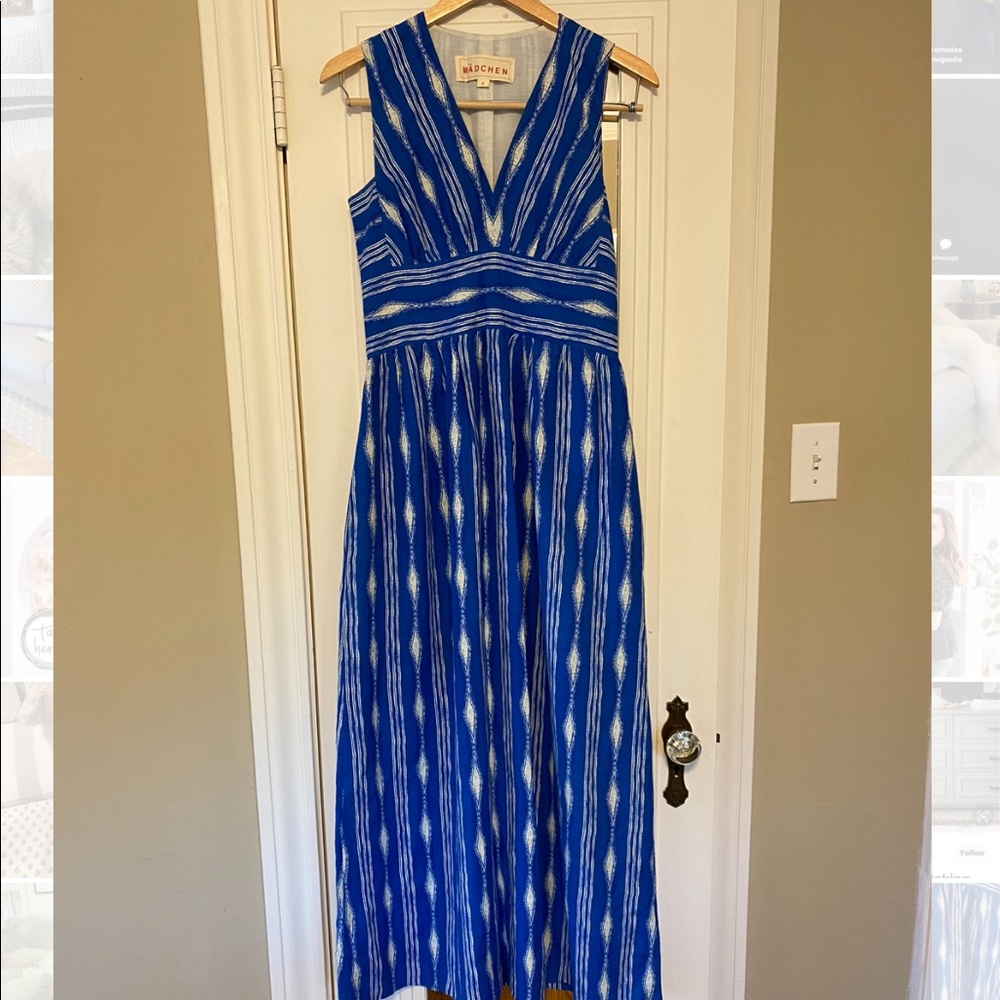 Anthropologie Linen Maxi Dress - Cobalt Blue